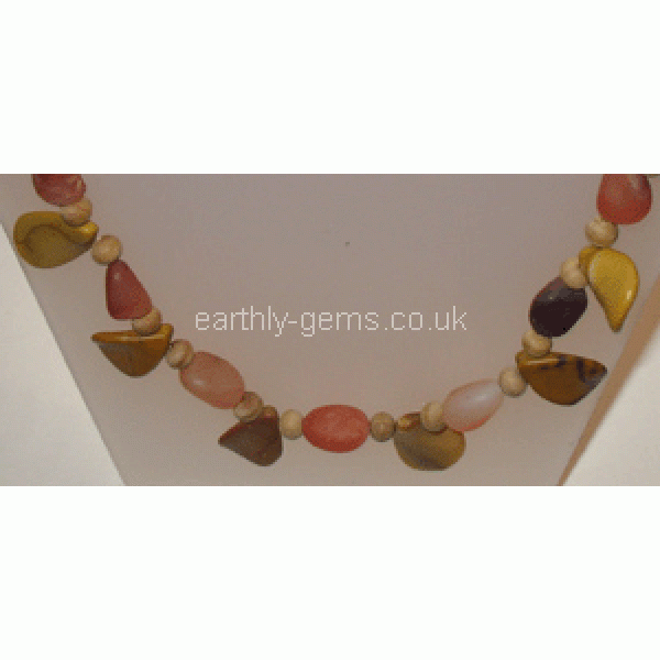 Mookanite Agate and Sandalwood Necklace - Custom Design