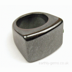 Carved Solid Hematite Ring Size Q