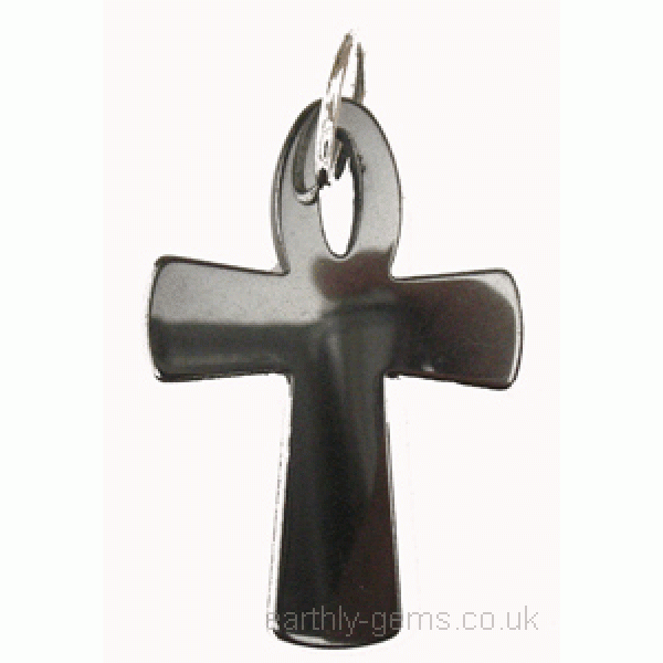 Large Hematite Ankh Pendant