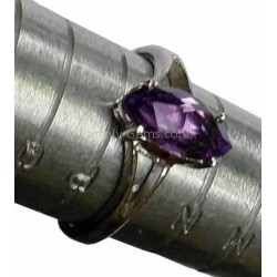 Faceted Amethyst Gemstone Silver Ring Size O