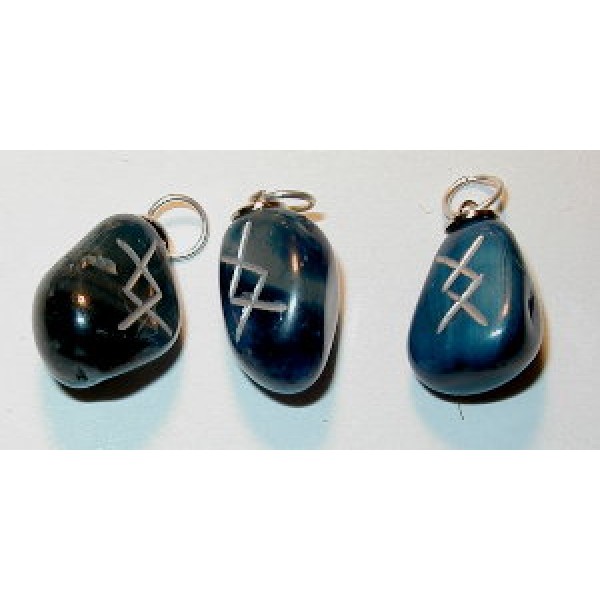 Blue Agate Taurus and Gemini Rune Pendant - Inguz