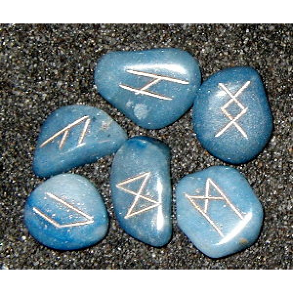 Mini Blue Quartz Crystal Rune Set
