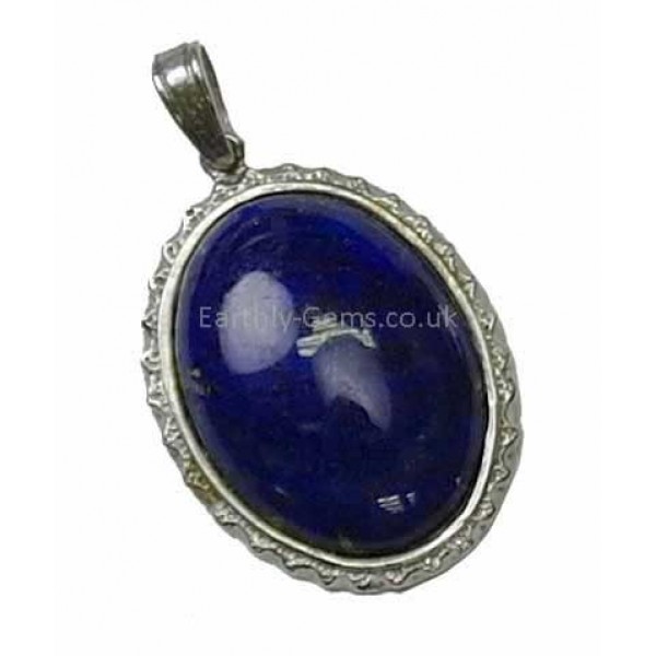 Oval Lapis Lazuli Silver Pendant