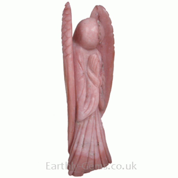 Large Pink Rose Opal Angel Statue