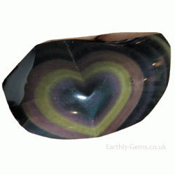 Carved Rainbow Obsidian Heart