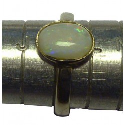 Opal Silver Ring Size L