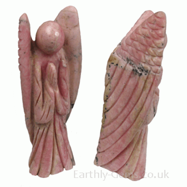 Carved Pink Rhodocrosite Angel