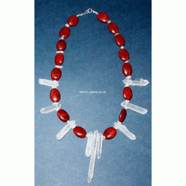 Quartz Points Red Bead Necklace - Custom Design
