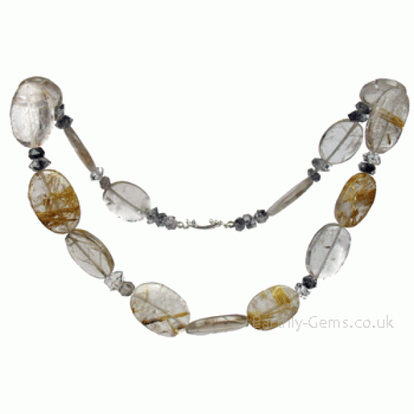 Rutile Quartz and Herkimer Diamond Necklace - Custom Design