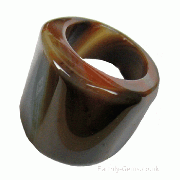 Brown Agate Solid Ring Size U
