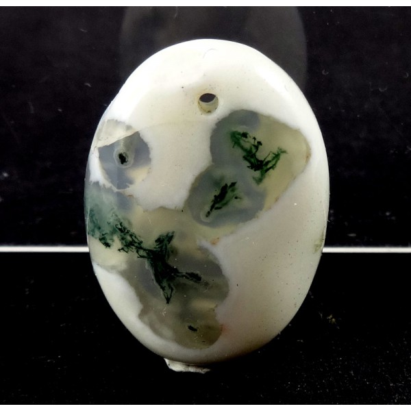 Drilled Patterned Moss Agate Cabochon - for Jewellery Making