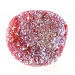 Titanium Pink Silver Druzy Quartz Drop Shape