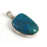 Peruvian Chrysocolla Stone Silver Pendant