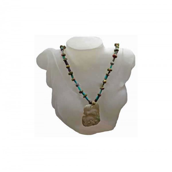 Carved Jade Unakite Turquoise Necklace