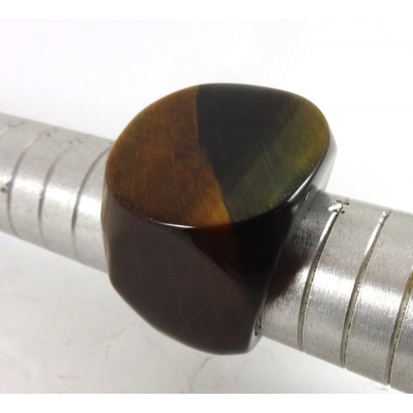 Large Solid Tiger Eye Crystal Ring Size Y