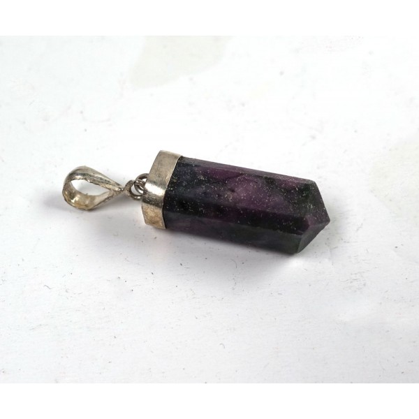 Ruby in Serpentine Polished Point Pendant
