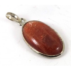Oval Sunstone Silver Pendant