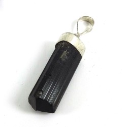 Natural Black Tourmaline Crystal Set Pendant