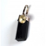 Brazilian Tourmaline Crystal Point with a Faceted Citrine Gem Pendant