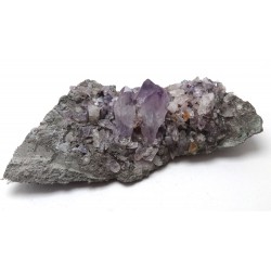 Two Amethyst Crystals on a Bed