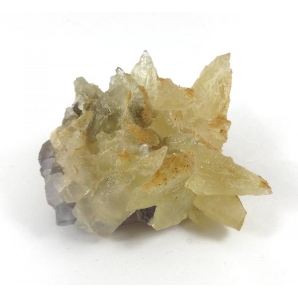 Calcite Crystal Cluster ontop of Fluorite