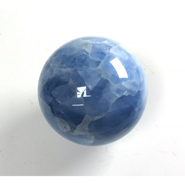 Blue Calcite Crystal Sphere from Madagascar